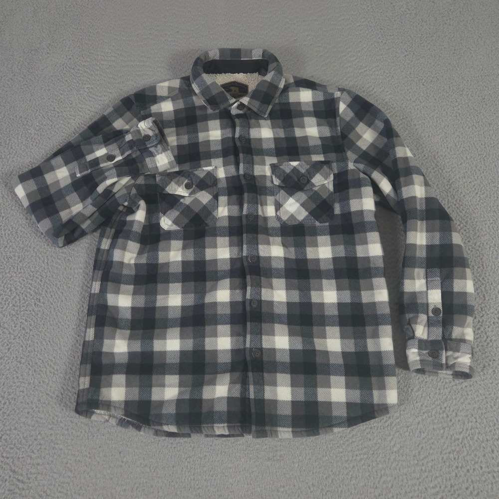 Freedom Foundry Jacket Mens L Multi Plaid Fleece Shearling Lined Shirt Shacket